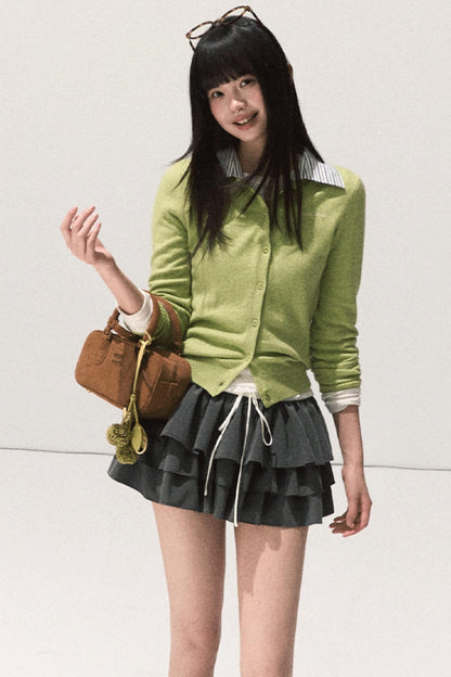 Shrine Plaid Woolen Cake A-Line Skirt