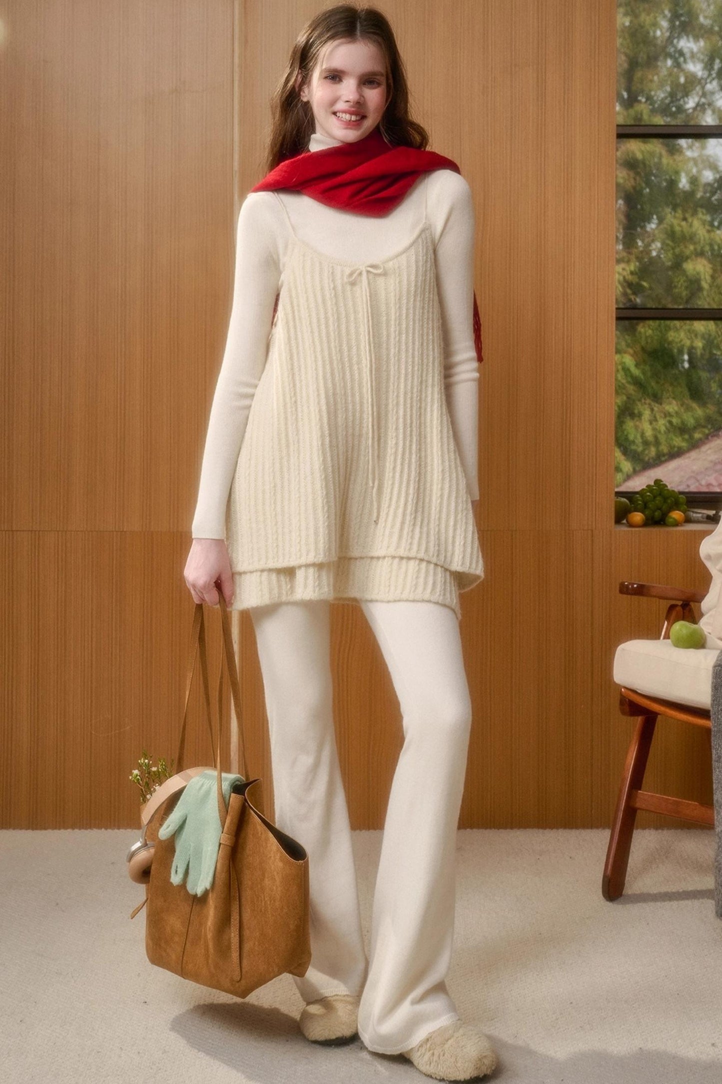 Soft Gemstone Wool Pants Set-Up