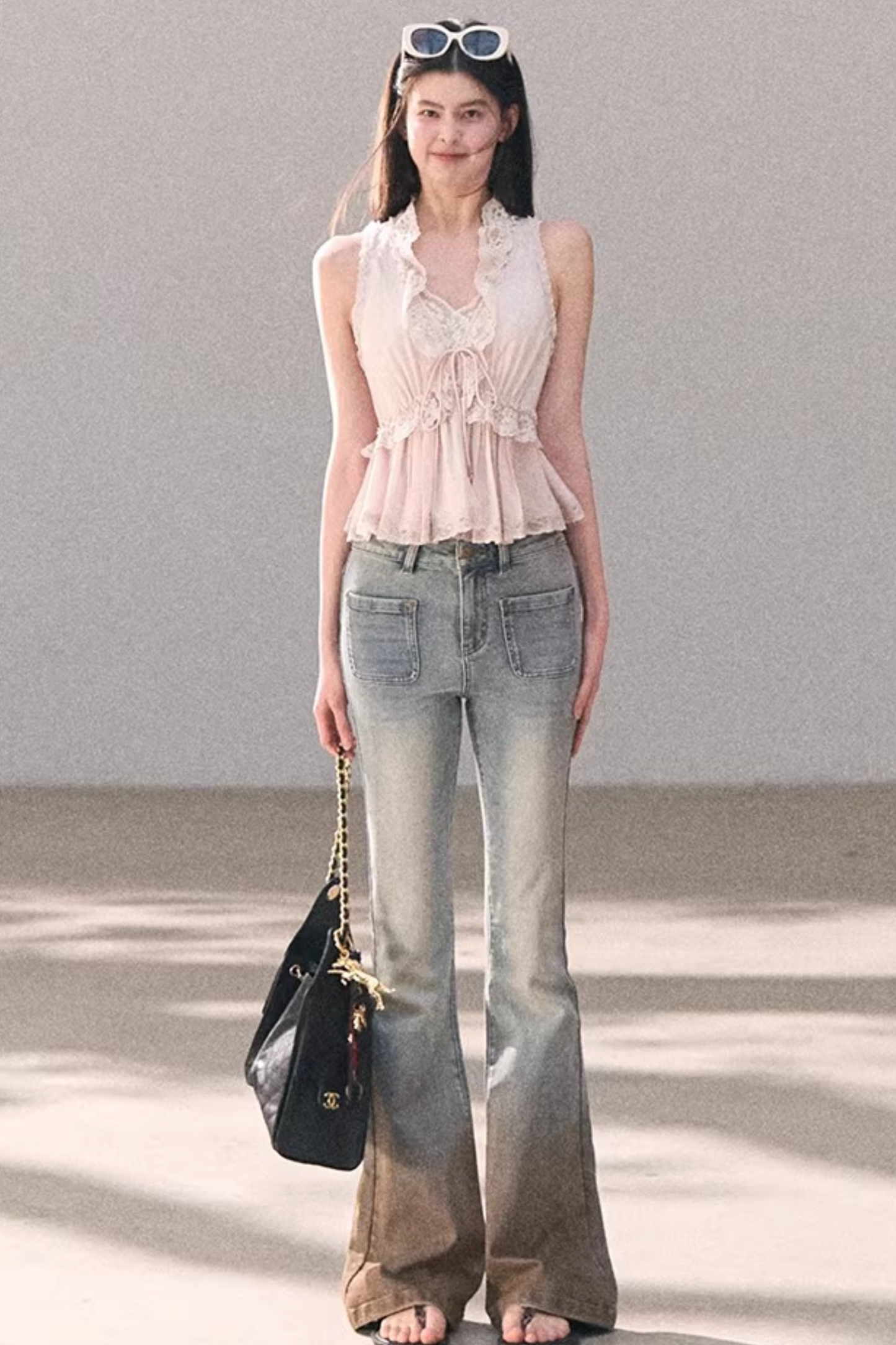 Custom-Dyed Lace Silk Top