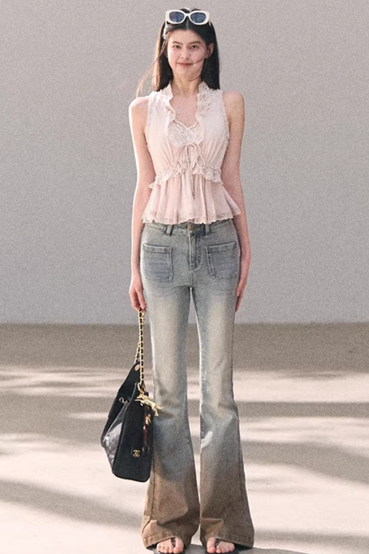 Custom-Dyed Lace Silk Top