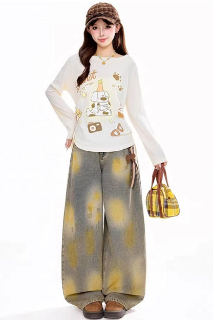 Vintage Gradient Wide-Leg Pants