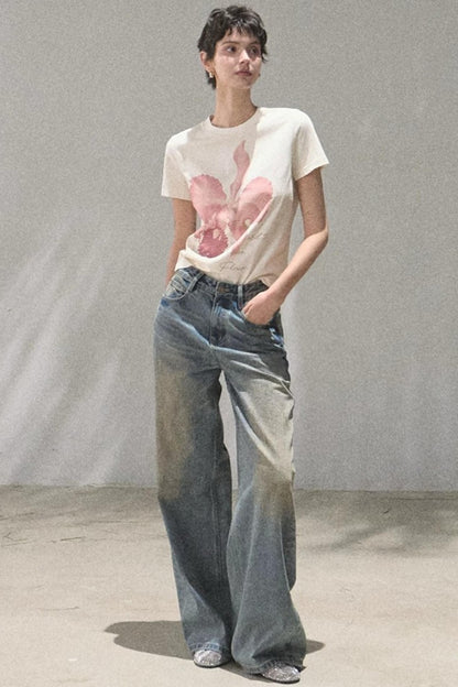 Vintage Hand-Painted Jeans Set
