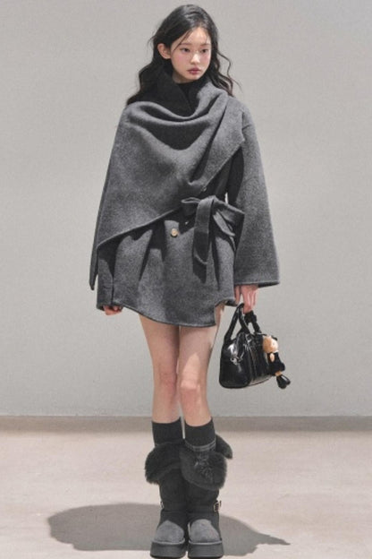 Winter Plaid Wool Coat