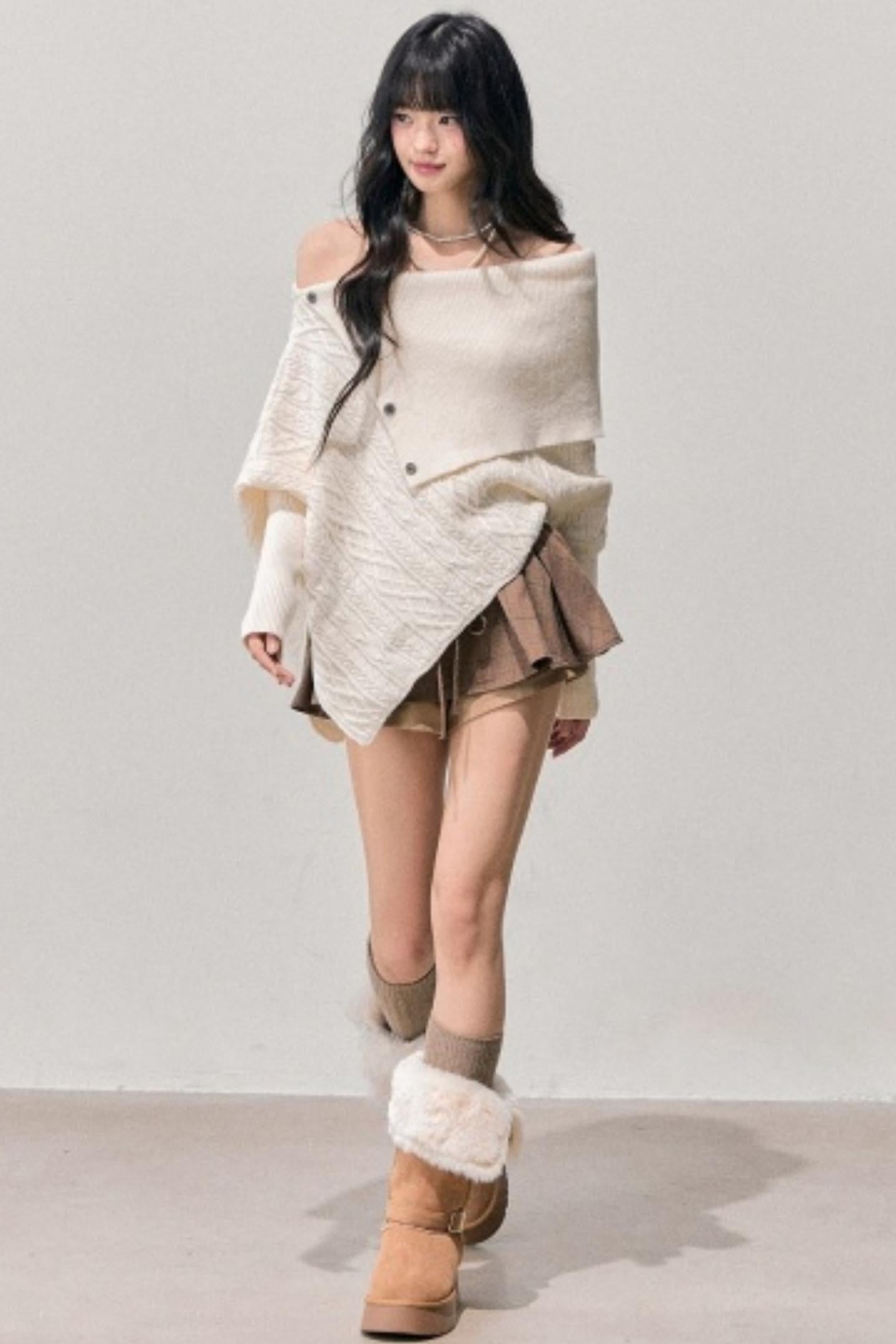 Asymmetrical French Cable Sweater