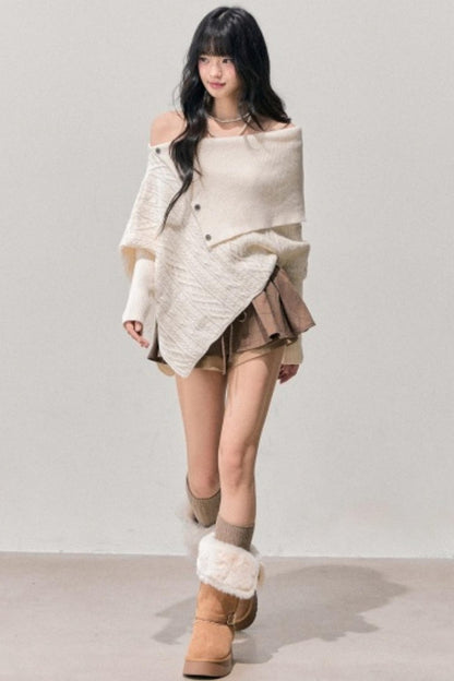 Asymmetrical French Cable Sweater