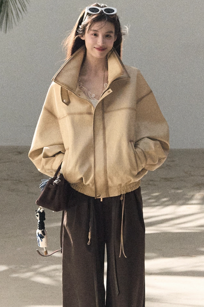 Lange Hose aus plissiertem Mikro-Samt