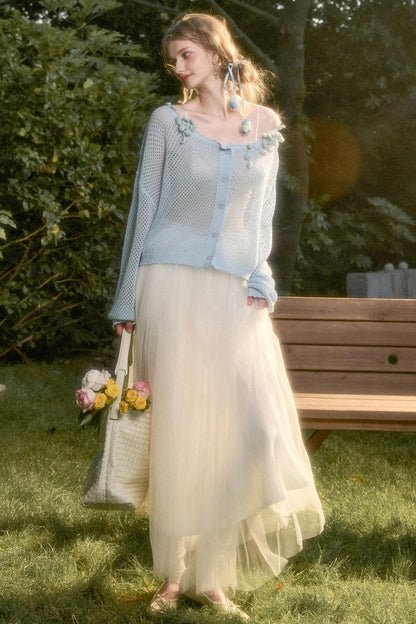 Galaxy Ice Silk Hollow Cardigan