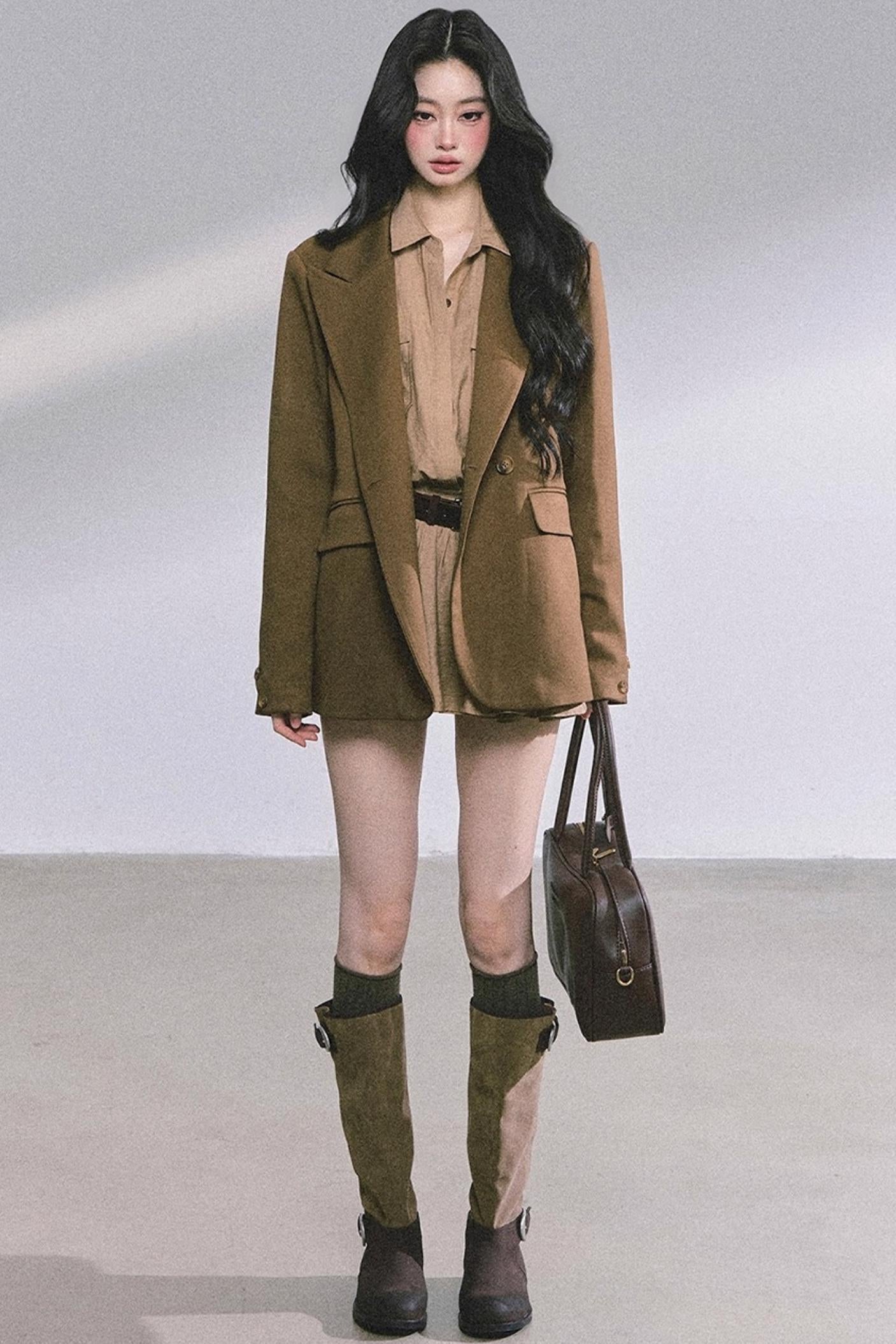 Plaid Two-Piece Winter Dress Set-Up