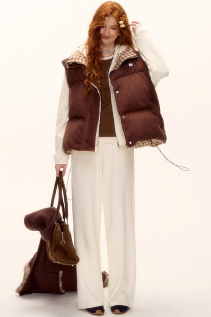 Reversible Plaid Lace Vest