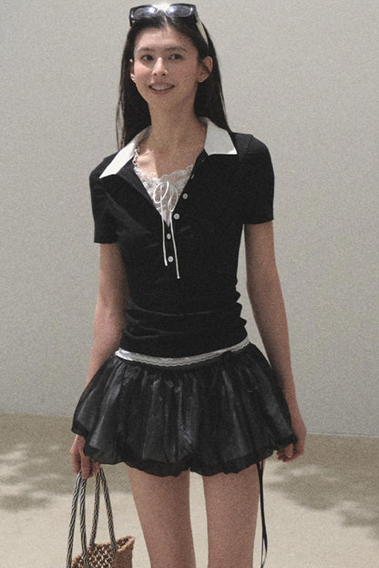 Floral Peplum Culottes Skirt Set