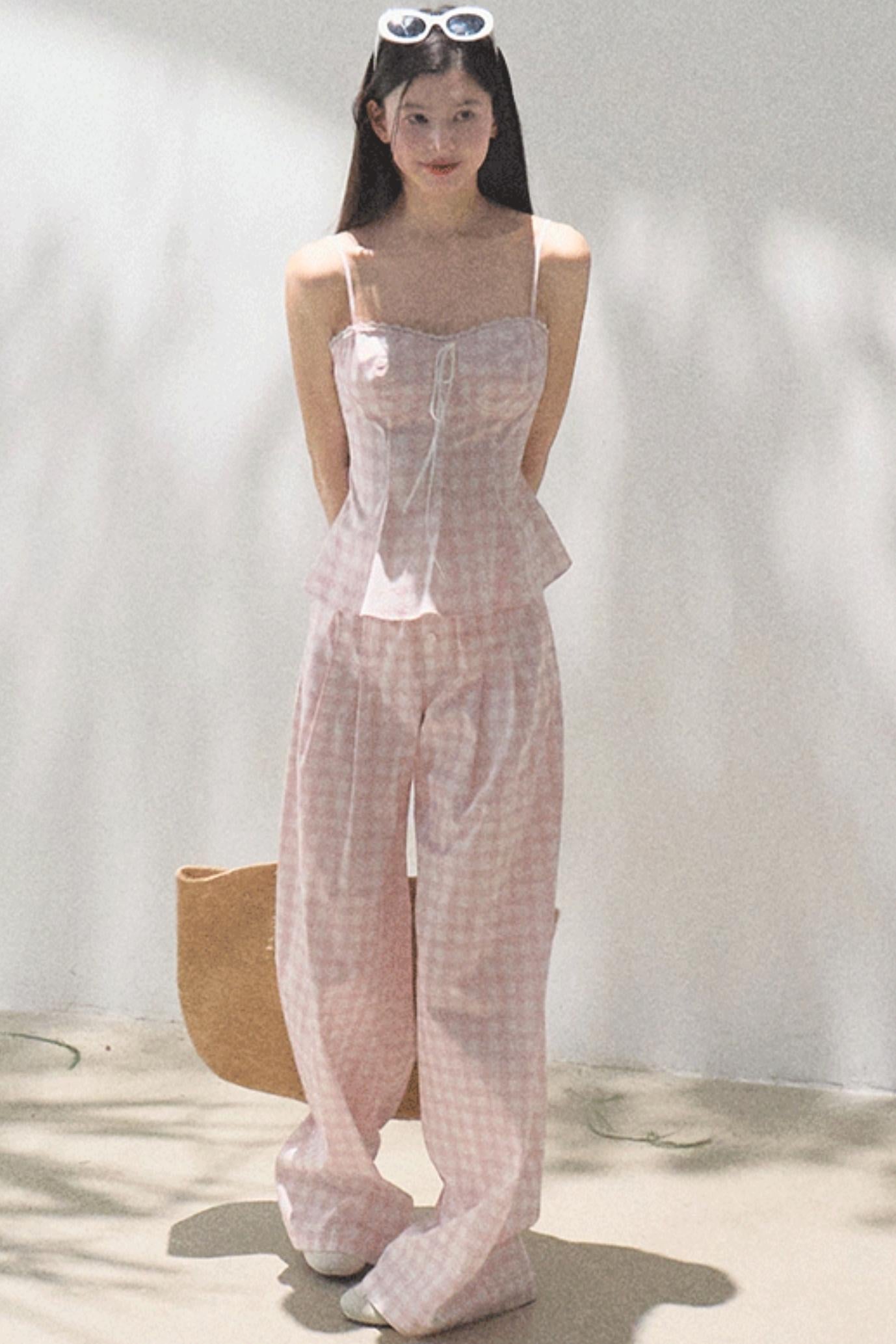 Wide-Leg Tencel Hemp Pants Set-Up