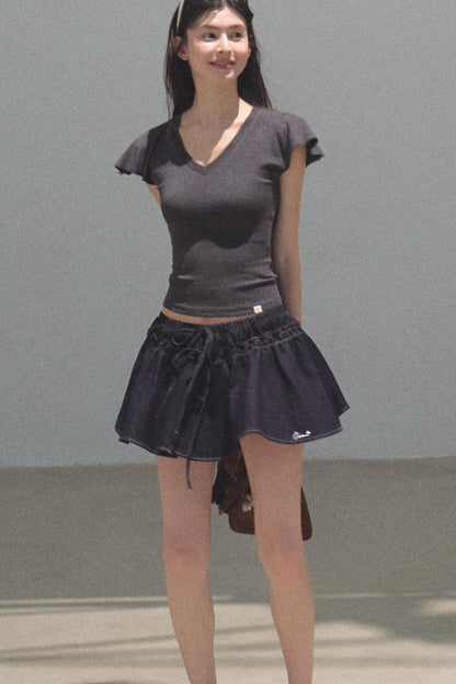 Embroidered Puffy A-Line Skirt