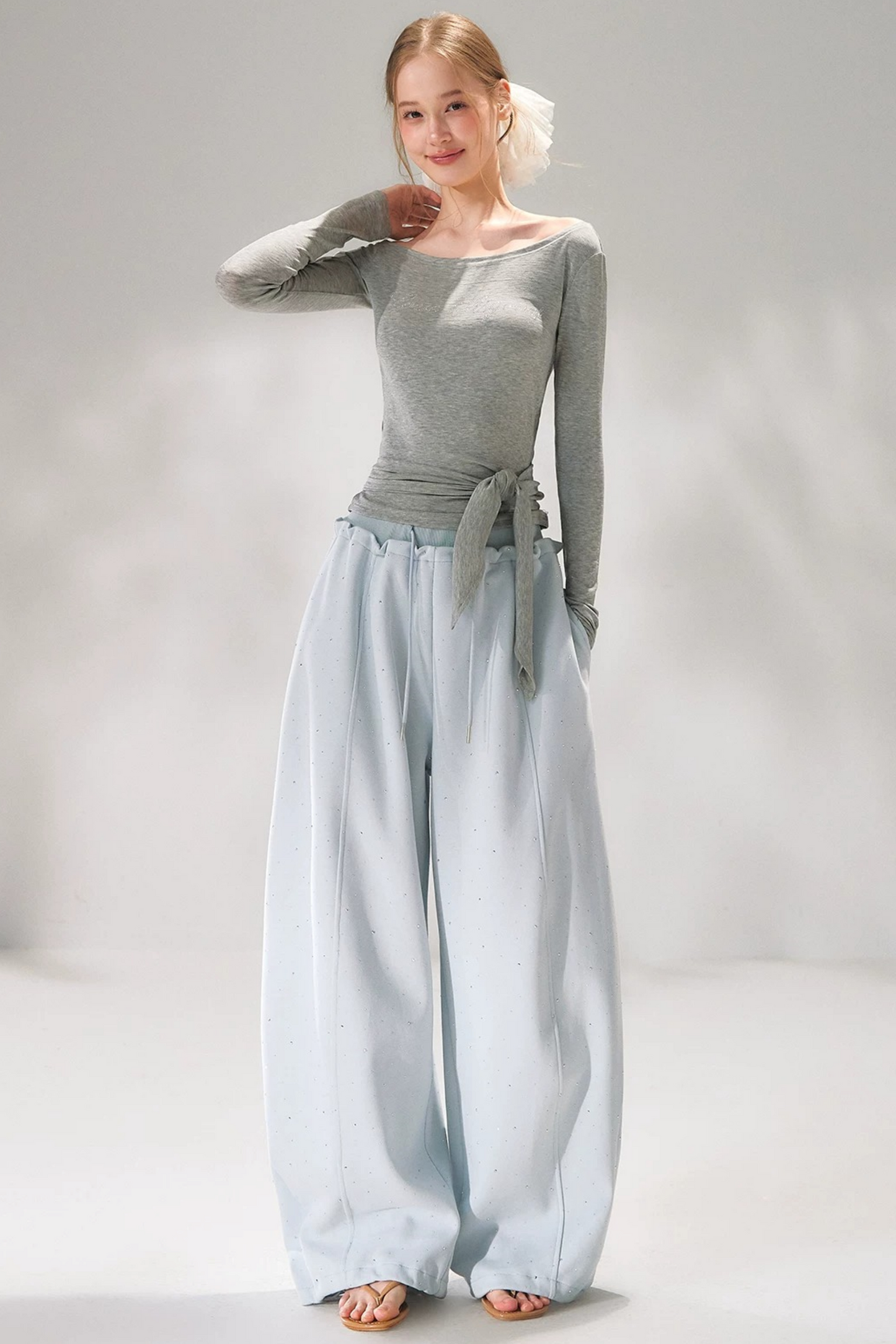 Rhinestone Embellished One-Shoulder Top