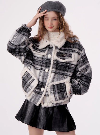 American vintage fleece thick lamb fur coat