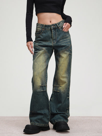 American Washed Distressed Straight Pants