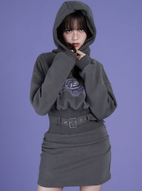 Waist Padded Sweatshirt Dress