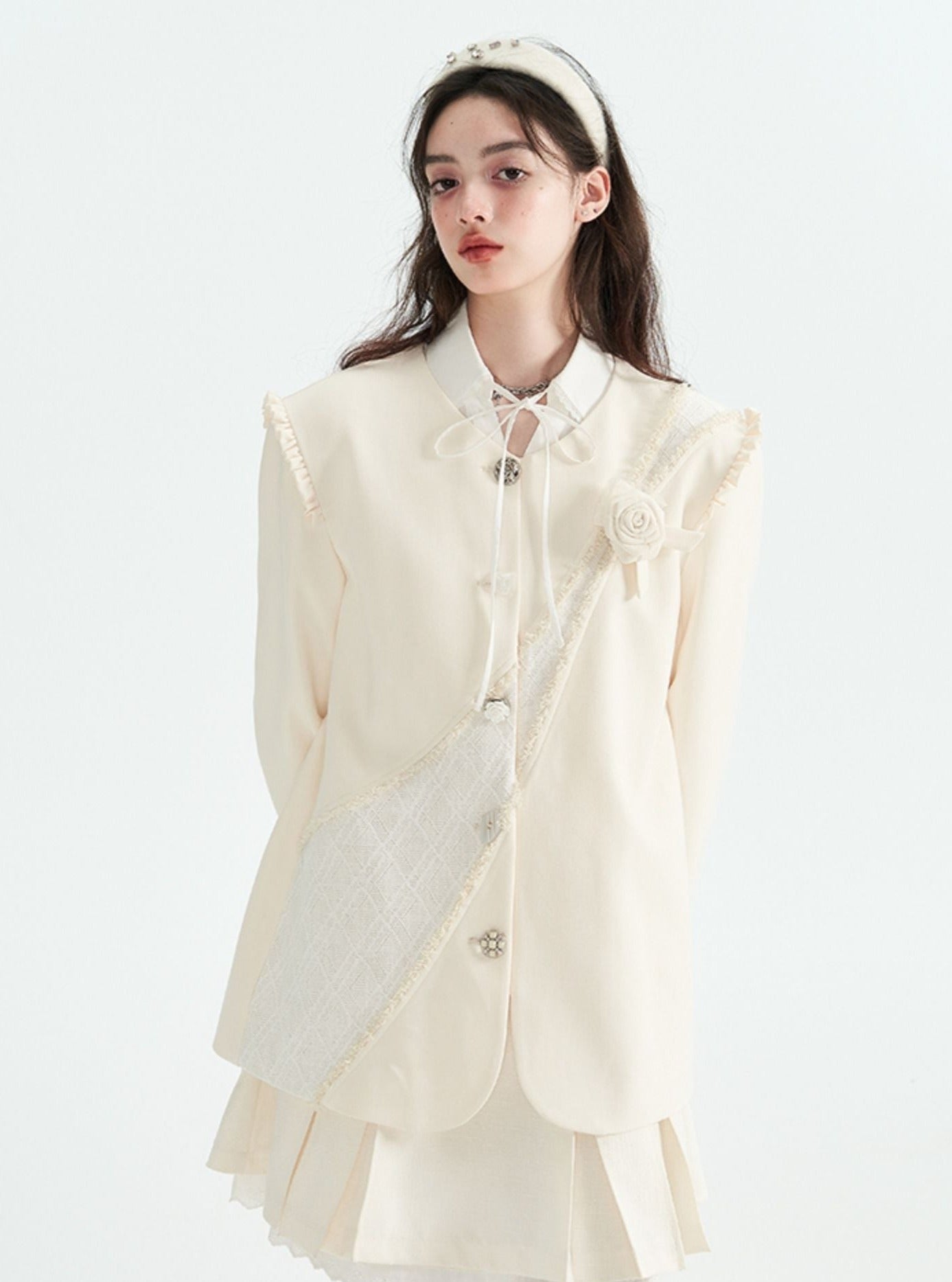 Off-White V-Neck Blazer-Mantel