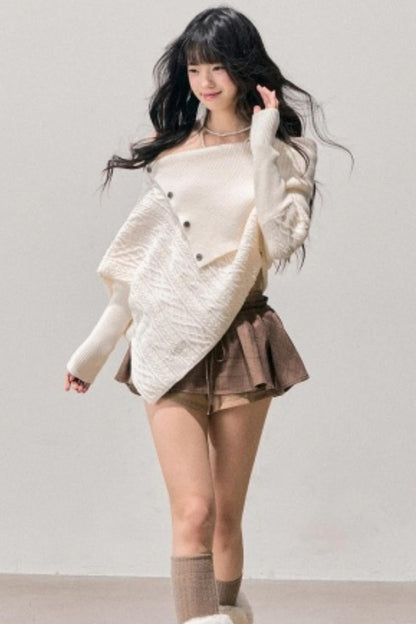 Asymmetrical French Cable Sweater