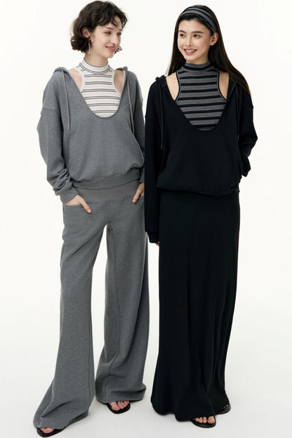Layered Hooded Sweatshirt Set-Up