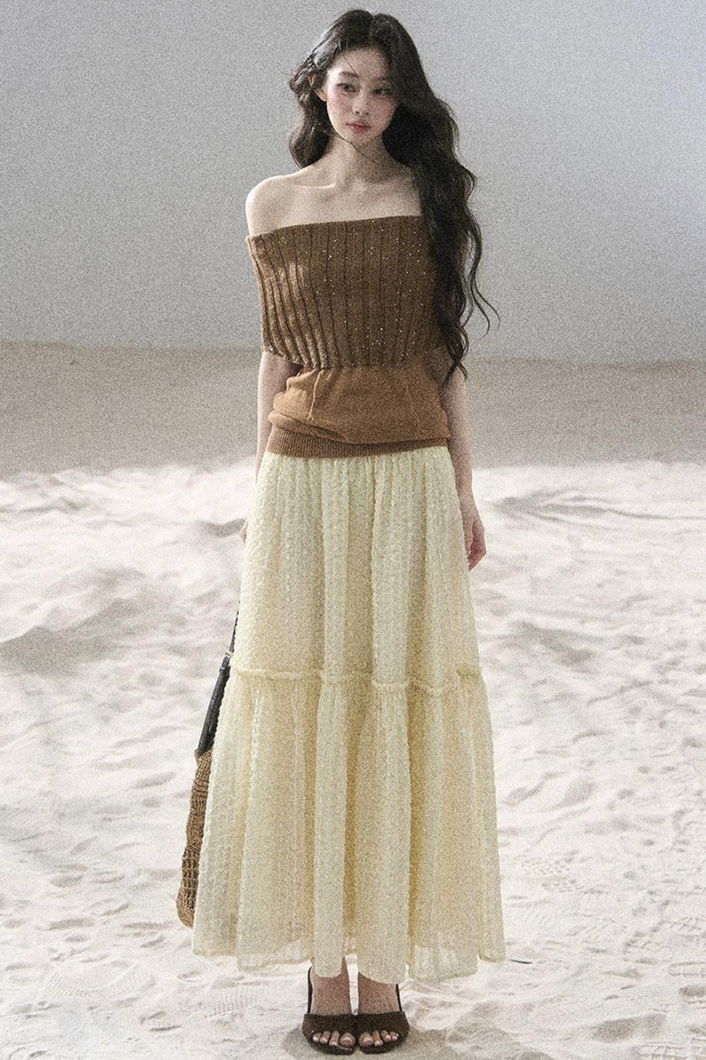 Youthful Off-Shoulder Knit Top
