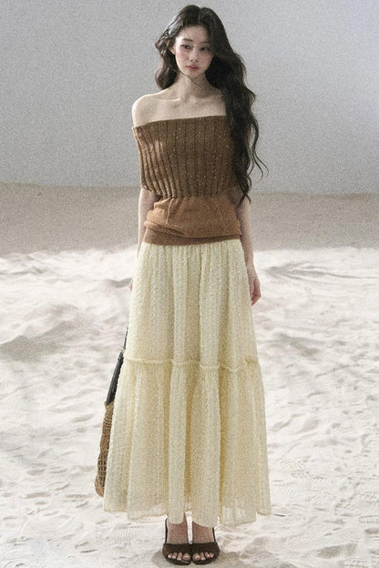 Youthful Off-Shoulder Knit Top