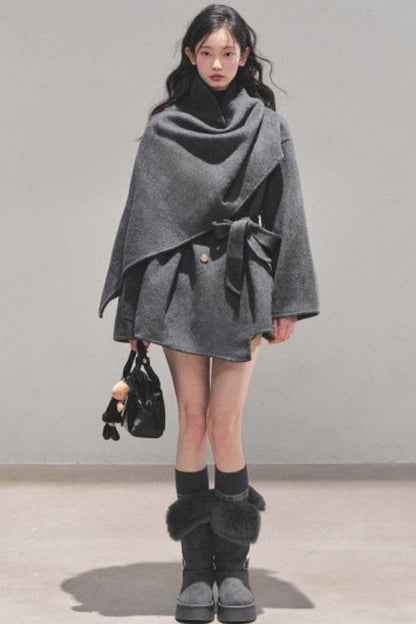 Winter Plaid Wool Coat