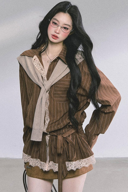 French Lace Stripe Shirt Set-Up