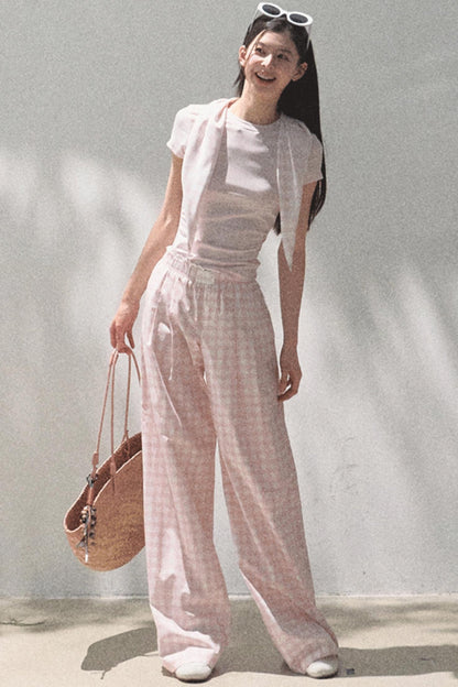 Wide-Leg Tencel Hemp Pants Set-Up