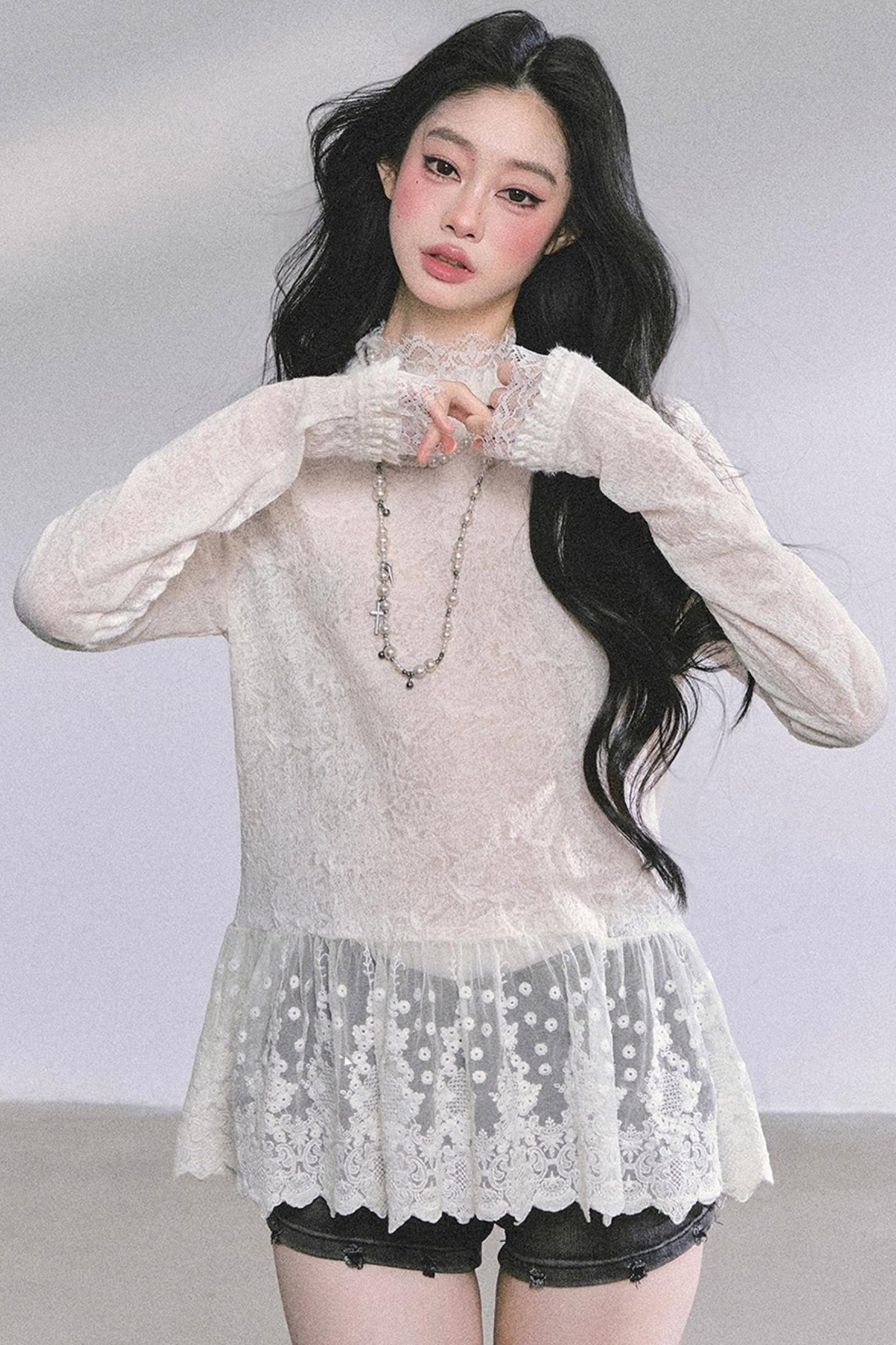 Pure Hollow Lace Top