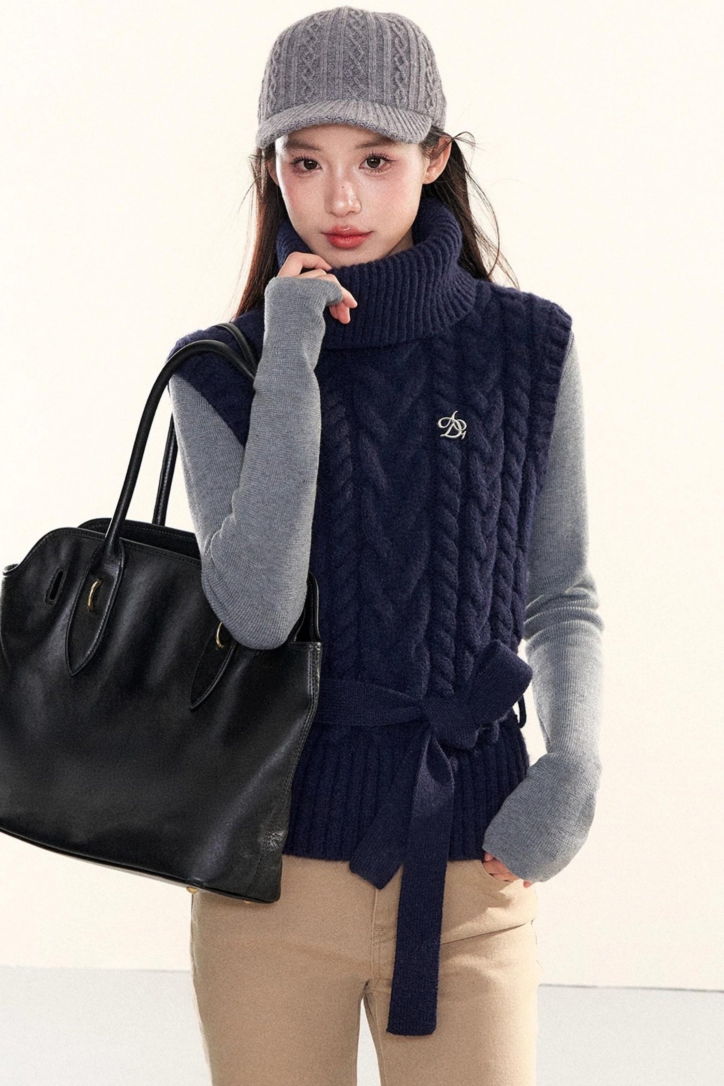 Ribbed Waist-Cinching Knit Sweater