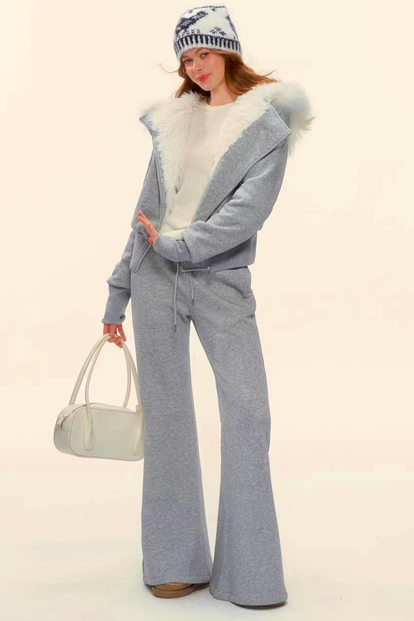 Retro Fleece Hooded Jacket Set-Up