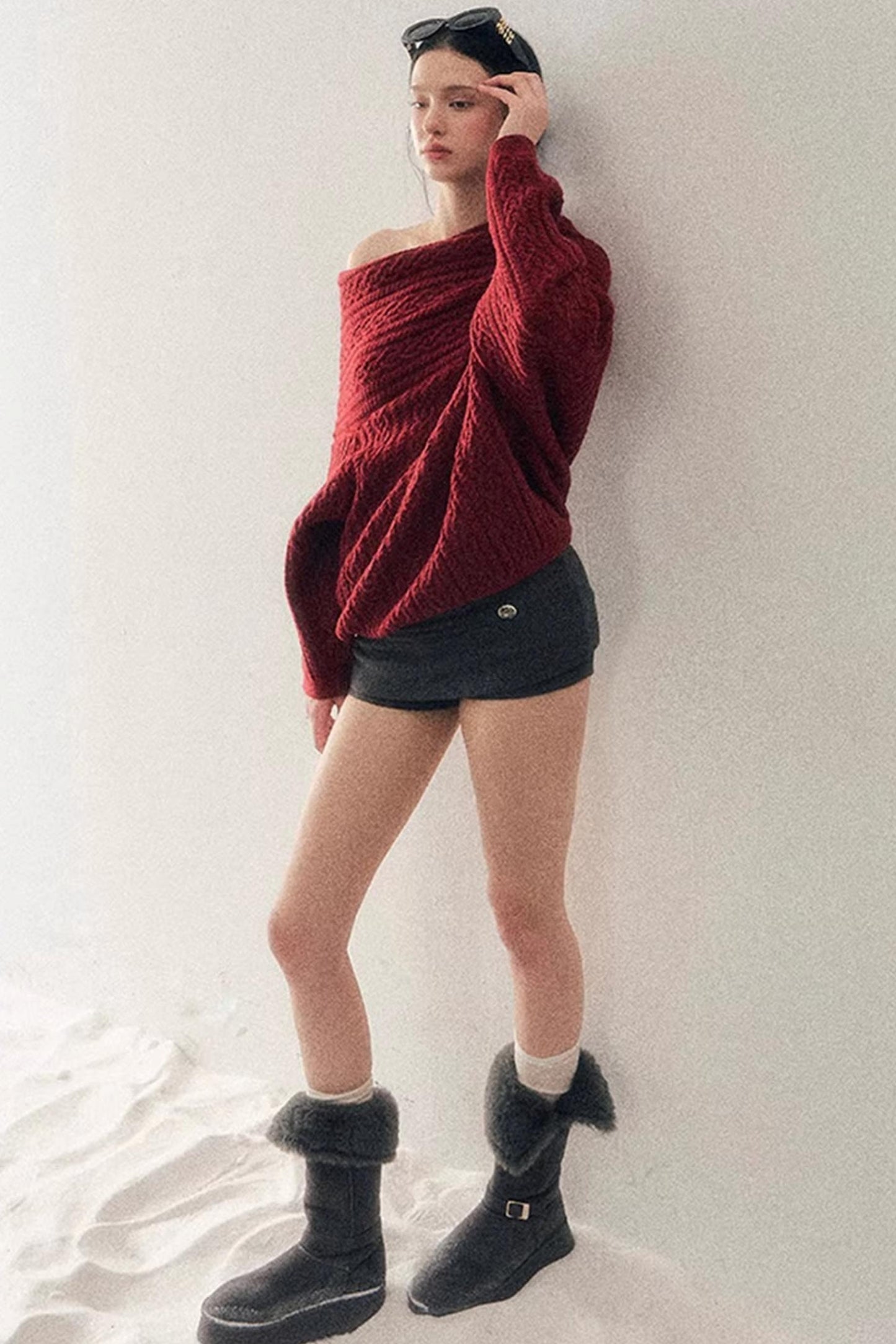 American Off-Shoulder Cable Sweater