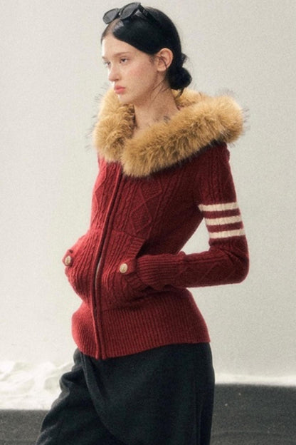 Winter Hooded Knit Sweater