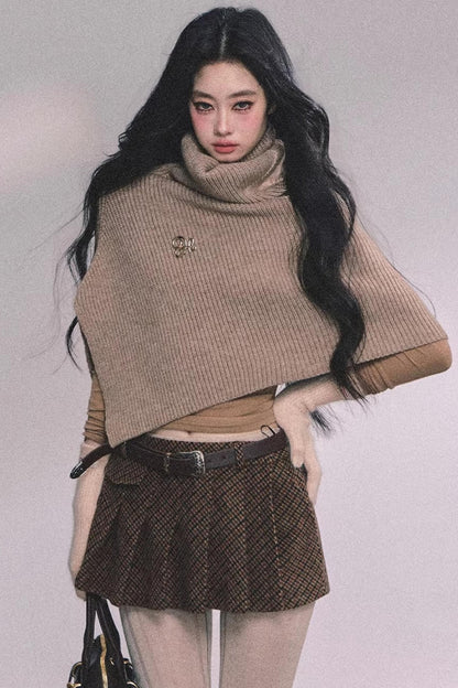 Maple Leaf Knit Sweater Cape Set-Up