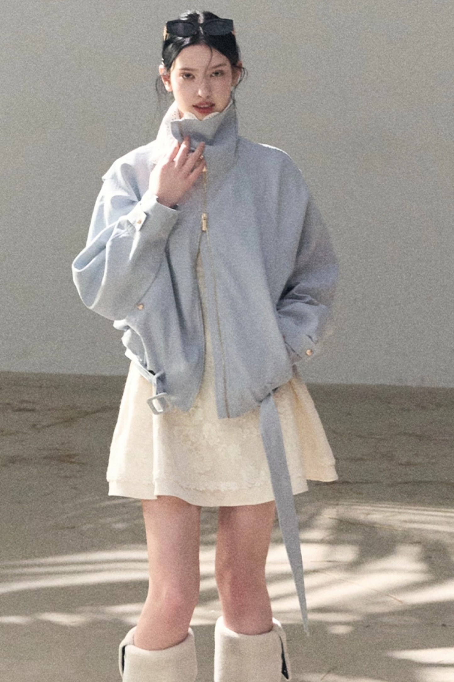 Wool Blend Embossed Floral Dress