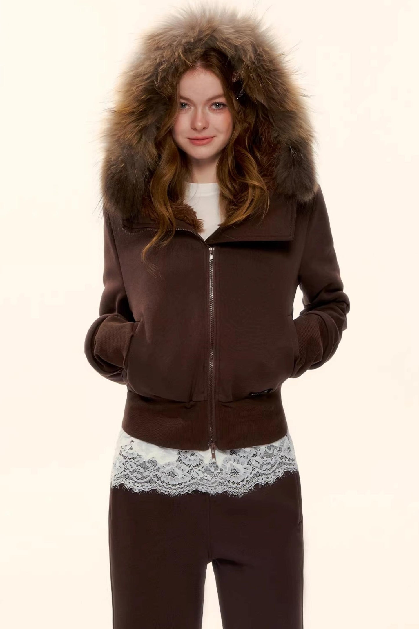 Retro Fleece-Lined Hooded Jacket Set-Up