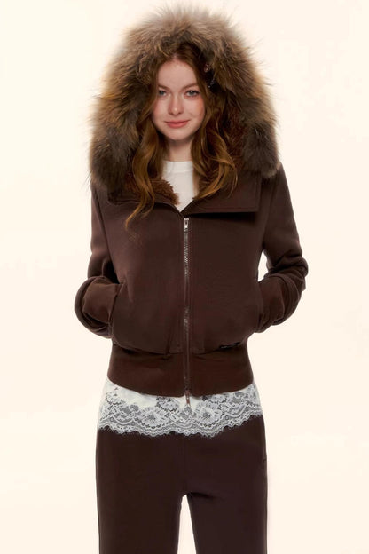 Retro Fleece-Lined Hooded Jacket Set-Up