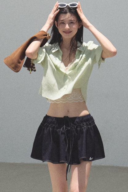 Embroidered Puffy A-Line Skirt