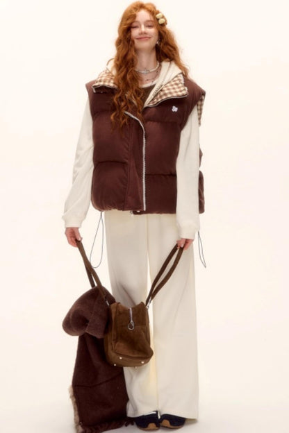 Reversible Plaid Lace Vest