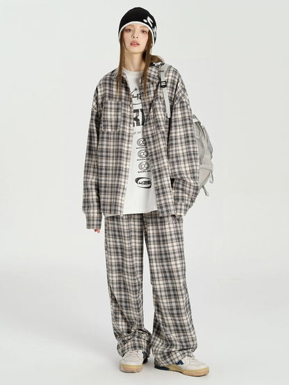 Couple Hip Hop Graffiti Plaid Set-Up