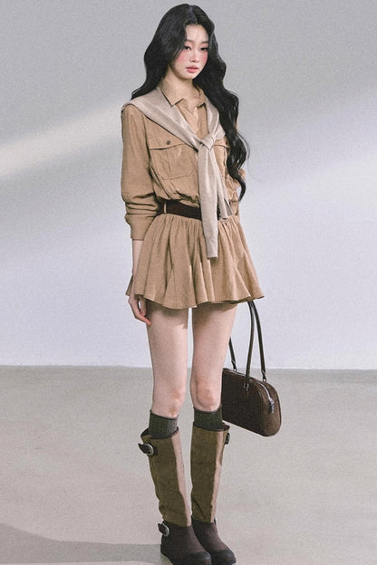 Plaid Two-Piece Winter Dress Set-Up