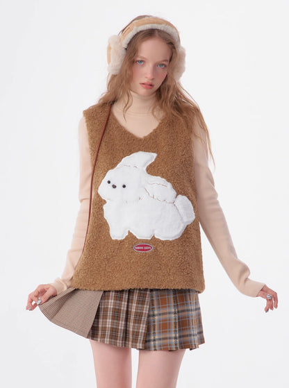 american retro rabbit sweater coat