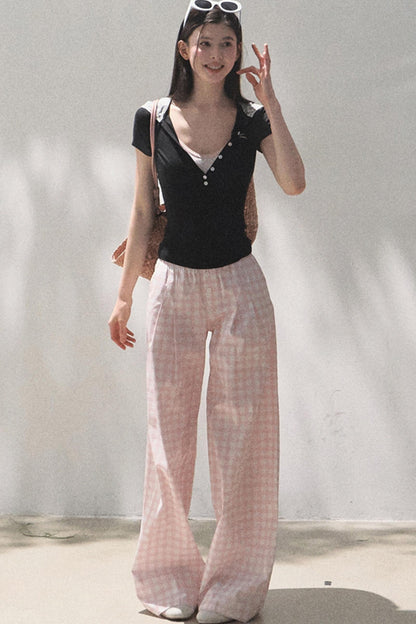 Wide-Leg Tencel Hemp Pants Set-Up