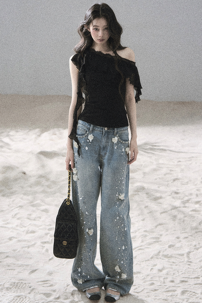 Before the Sunset Lace Off-Shoulder Top