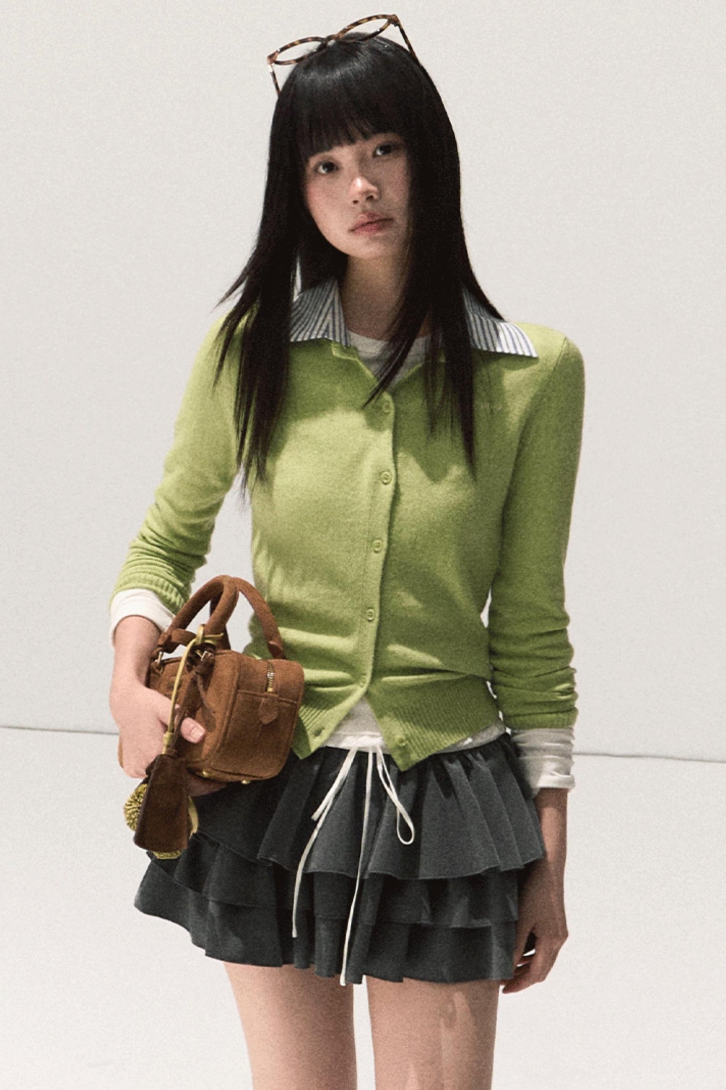 Shrine Plaid Woolen Cake A-Line Skirt