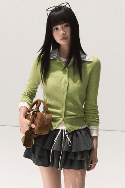 Shrine Plaid Woolen Cake A-Line Skirt