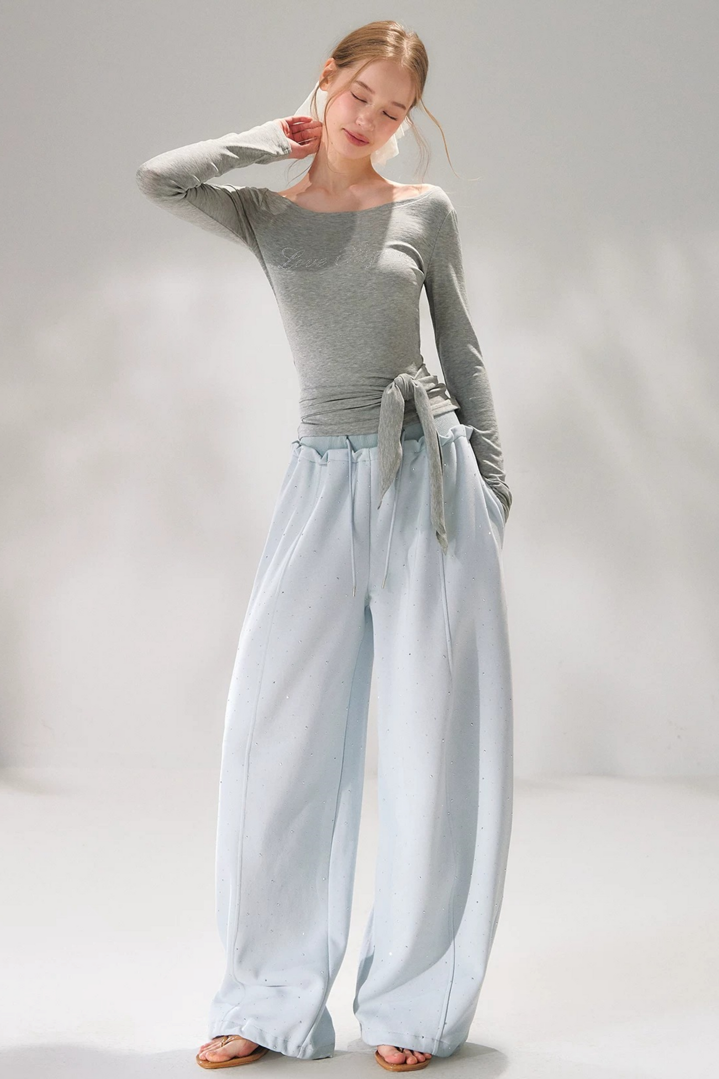 Rhinestone Embellished One-Shoulder Top