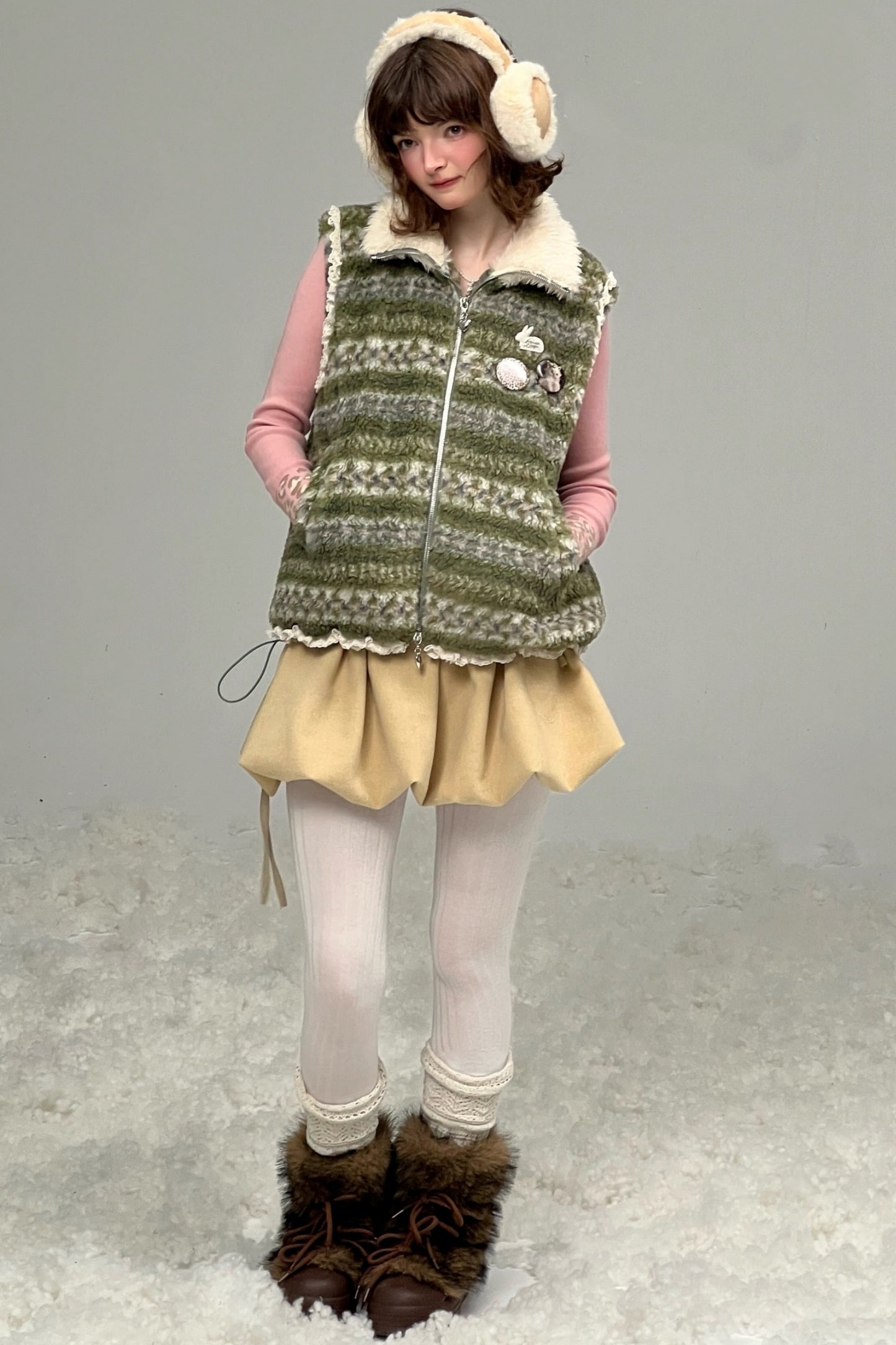 Retro Fair Isle Fleece Vest Jacket