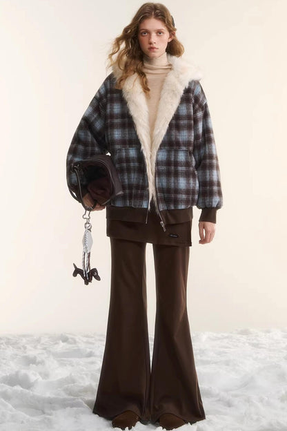 Reversible Plaid Plush Coat