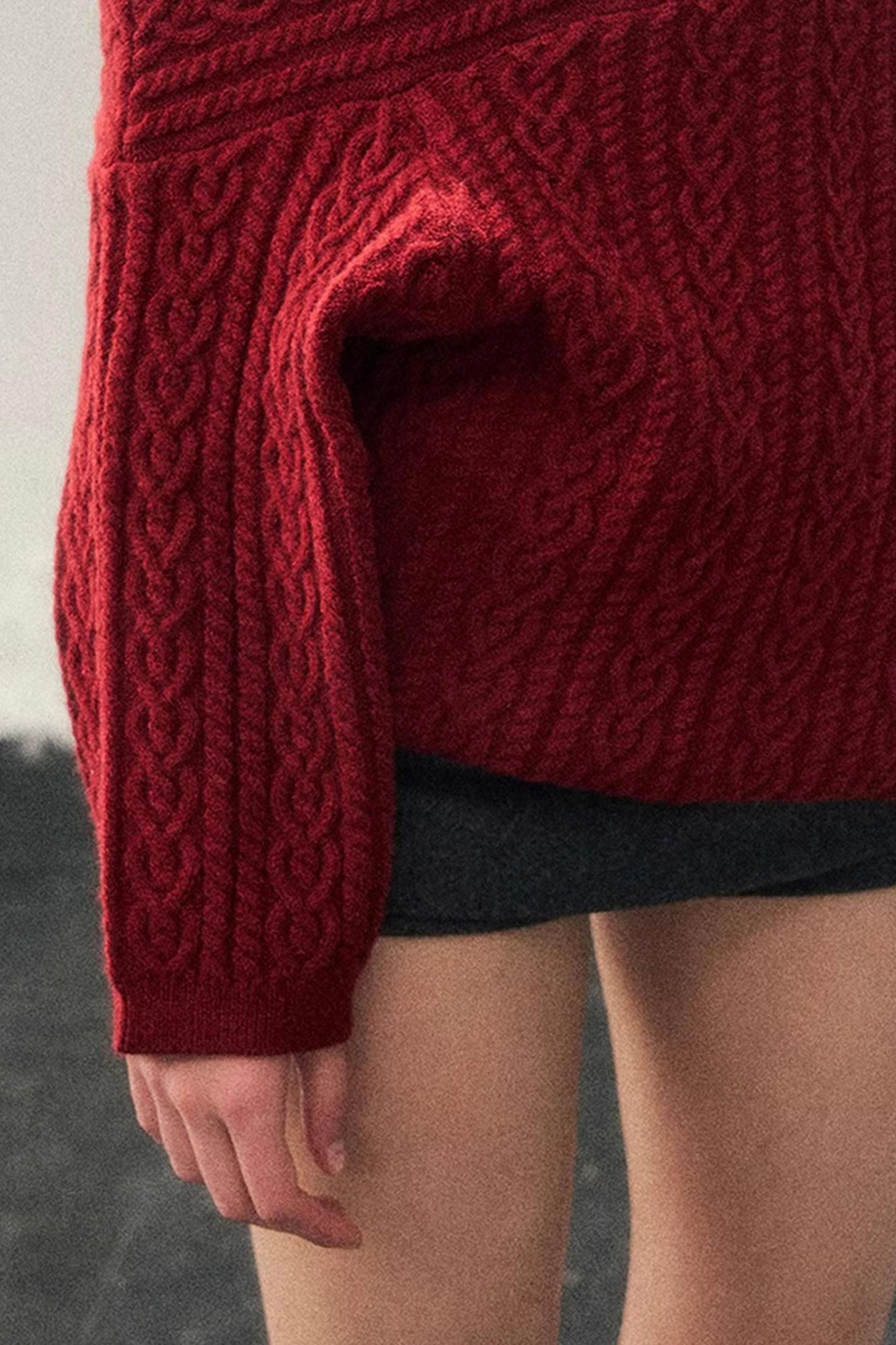 American Off-Shoulder Cable Sweater